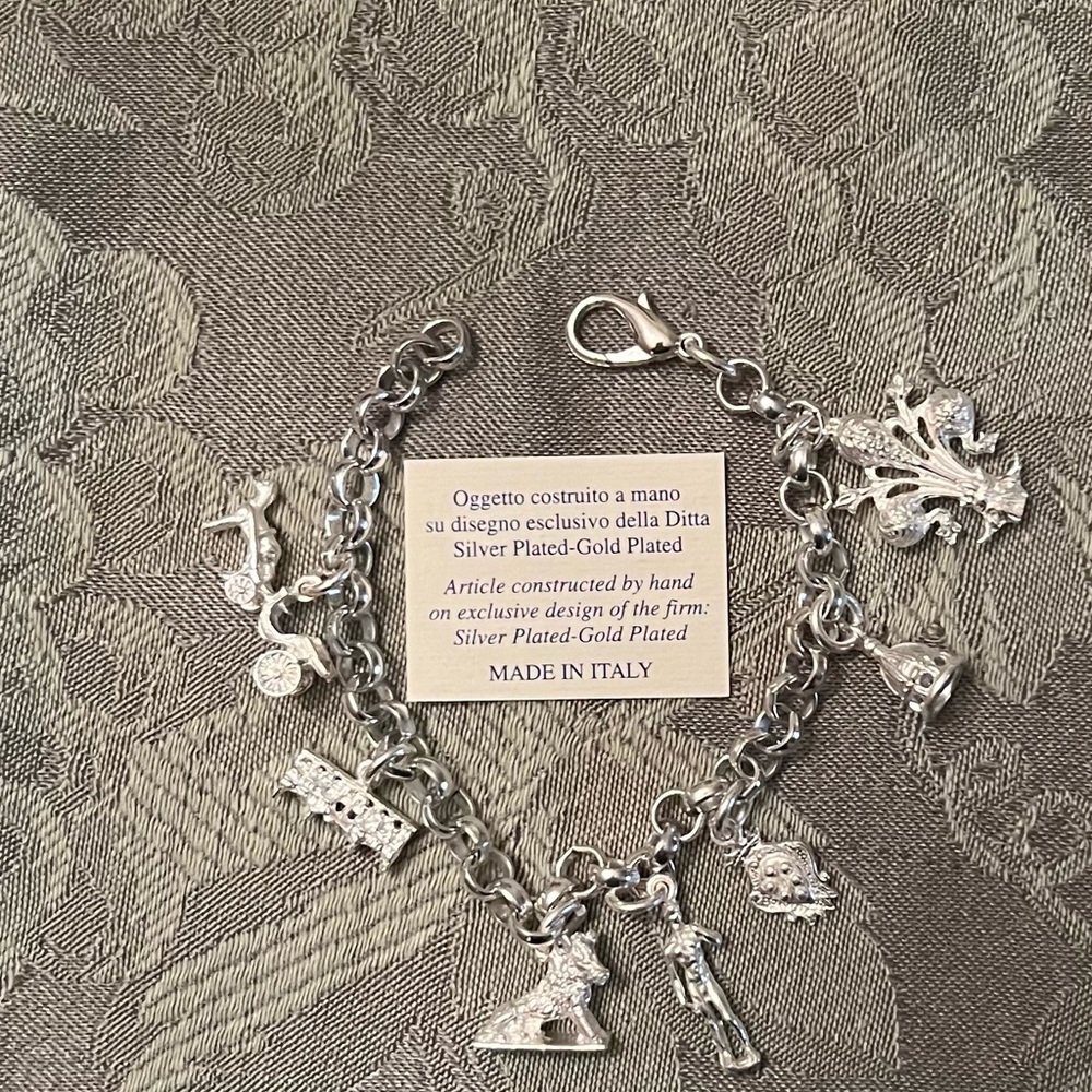 NEW charm bracelet of Florence. Silver plated. Handmade in Florence, Italy